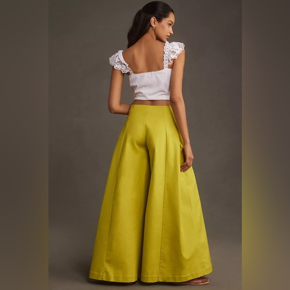 Anthropologie Pants - ANTHROPOLOGIE neon green wide legged pants, Size 0 ( fits best size 0-4 ) NWT